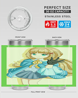 Beautiful princess tumbler featuring long hair and a blue costume, perfect for anime fans.