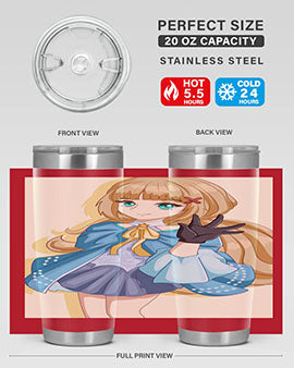 Beautiful princess tumbler featuring long hair and a blue costume, perfect for anime fans.