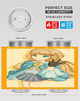 Beautiful princess tumbler featuring long hair and a blue costume, perfect for anime fans.