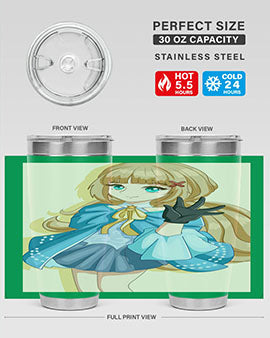 Beautiful princess tumbler featuring long hair and a blue costume, perfect for anime fans.