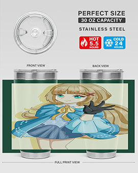 Beautiful princess tumbler featuring long hair and a blue costume, perfect for anime fans.