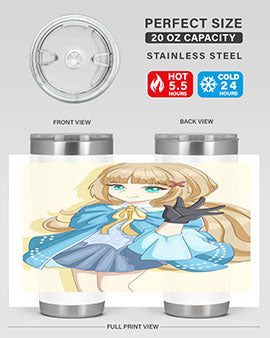 Beautiful princess tumbler featuring long hair and a blue costume, perfect for anime fans.