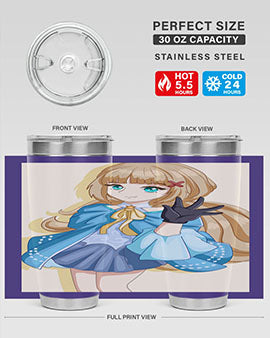 Beautiful princess tumbler featuring long hair and a blue costume, perfect for anime fans.
