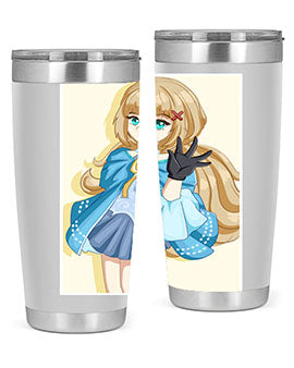 Beautiful princess tumbler featuring long hair and a blue costume, perfect for anime fans.