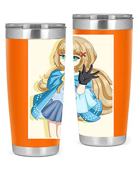 Beautiful princess tumbler featuring long hair and a blue costume, perfect for anime fans.