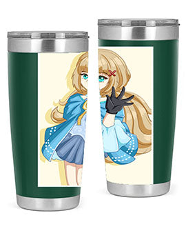 Beautiful princess tumbler featuring long hair and a blue costume, perfect for anime fans.