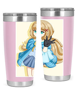 Beautiful princess tumbler featuring long hair and a blue costume, perfect for anime fans.