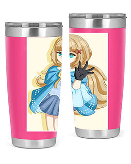 Beautiful princess tumbler featuring long hair and a blue costume, perfect for anime fans.