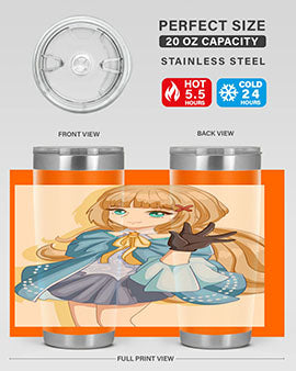 Beautiful princess tumbler featuring long hair and a blue costume, perfect for anime fans.