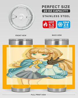 Beautiful princess tumbler featuring long hair and a blue costume, perfect for anime fans.