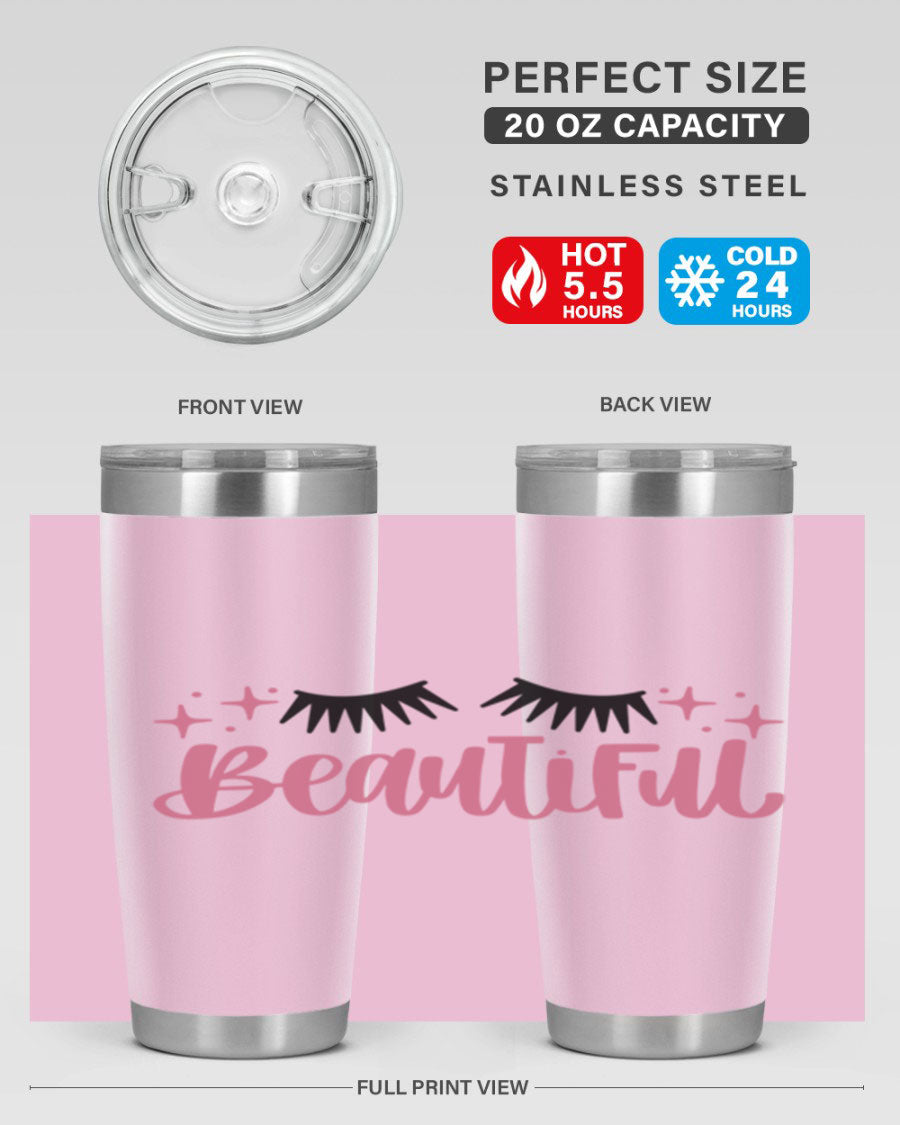 Beautiful Style 140# Tumbler in stainless steel with a sleek design, featuring a press-in lid and double wall vacuum insulation.