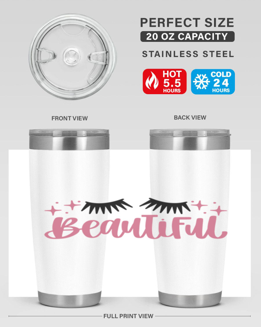 Beautiful Style 140# Tumbler in stainless steel with a sleek design, featuring a press-in lid and double wall vacuum insulation.