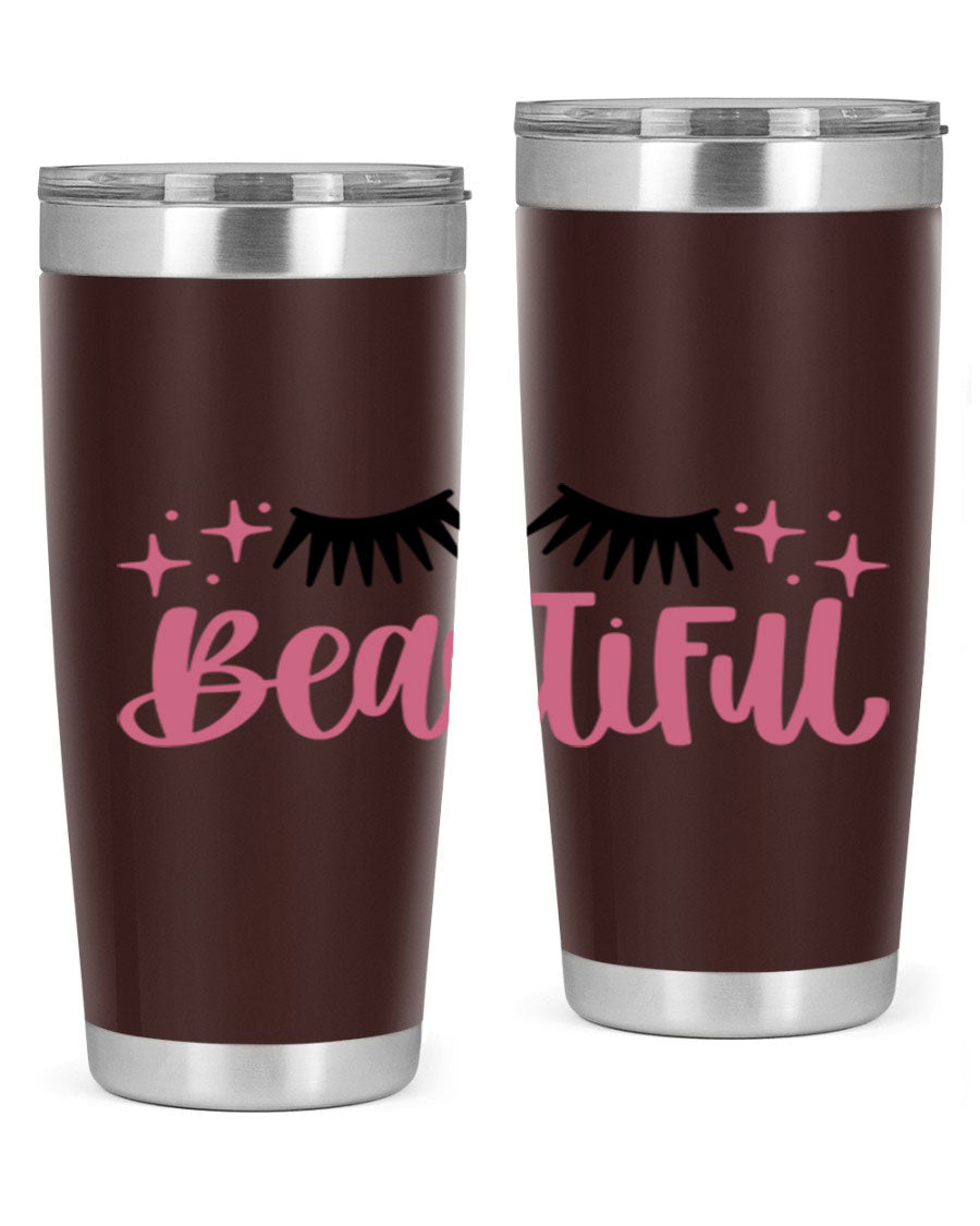 Beautiful Style 140# Tumbler in stainless steel with a sleek design, featuring a press-in lid and double wall vacuum insulation.