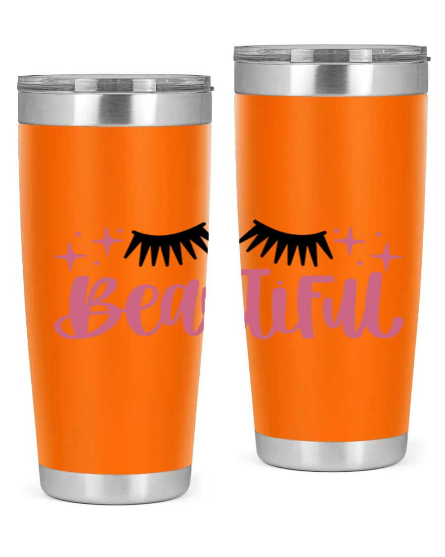 Beautiful Style 140# Tumbler in stainless steel with a sleek design, featuring a press-in lid and double wall vacuum insulation.