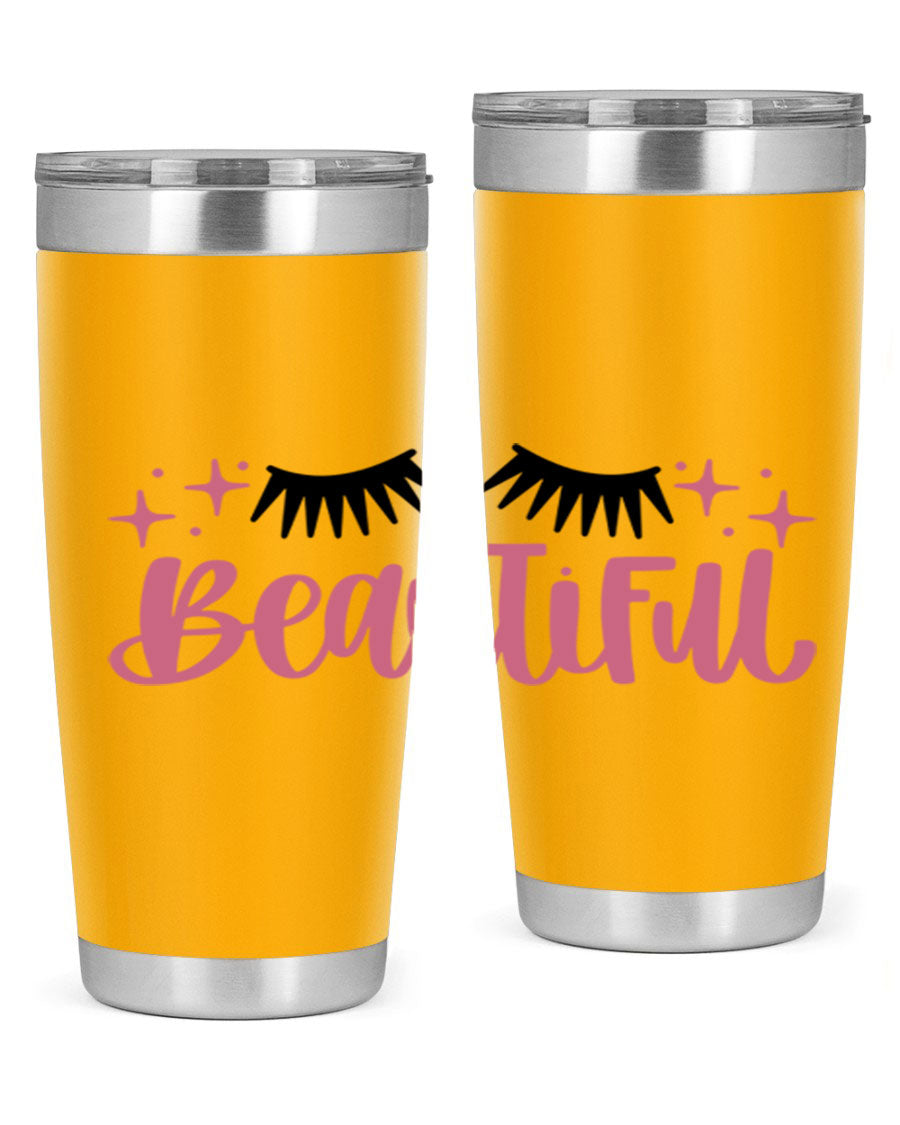 Beautiful Style 140# Tumbler in stainless steel with a sleek design, featuring a press-in lid and double wall vacuum insulation.