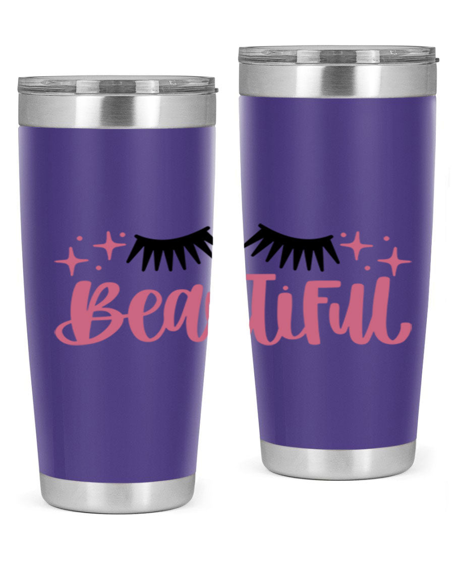 Beautiful Style 140# Tumbler in stainless steel with a sleek design, featuring a press-in lid and double wall vacuum insulation.