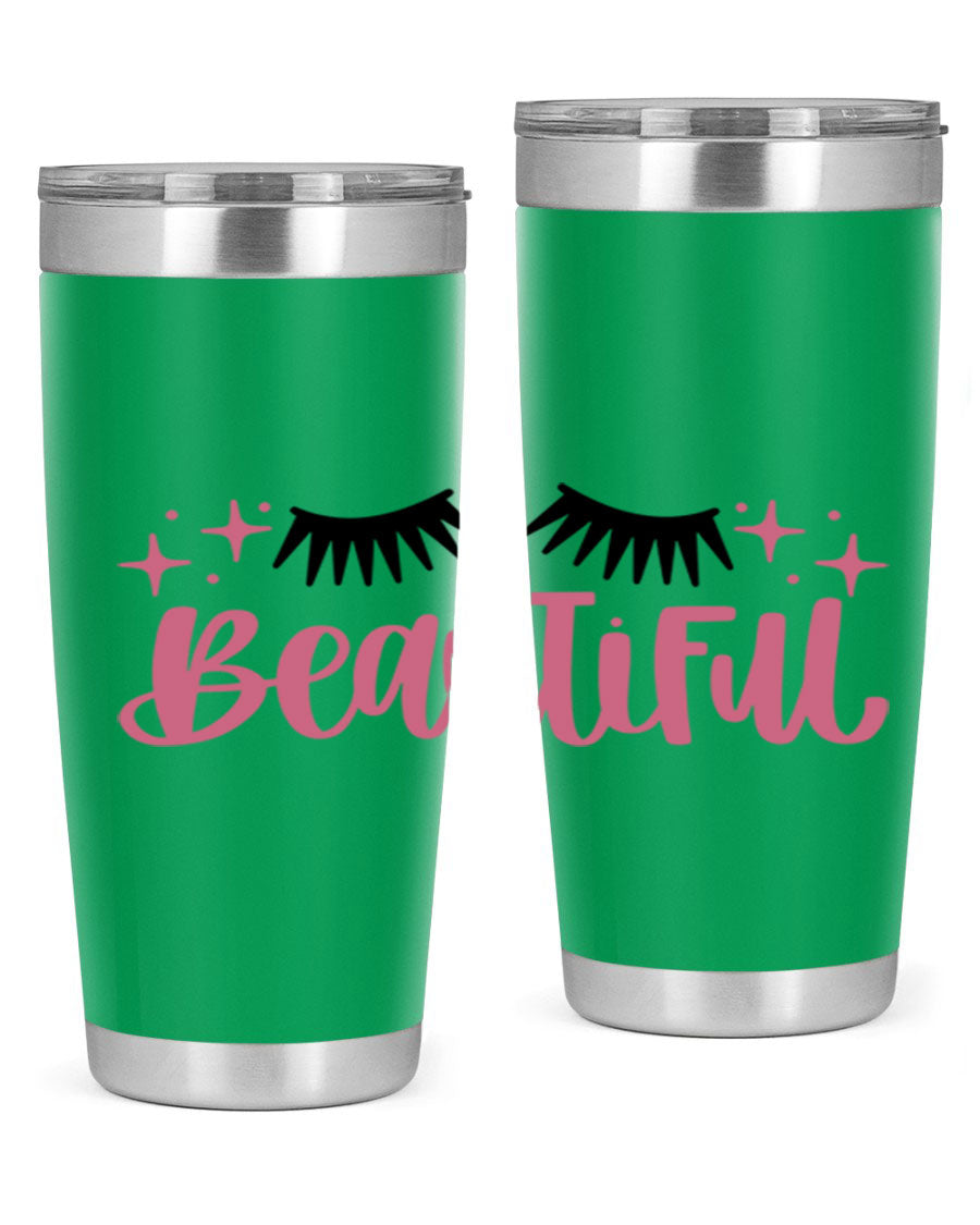 Beautiful Style 140# Tumbler in stainless steel with a sleek design, featuring a press-in lid and double wall vacuum insulation.