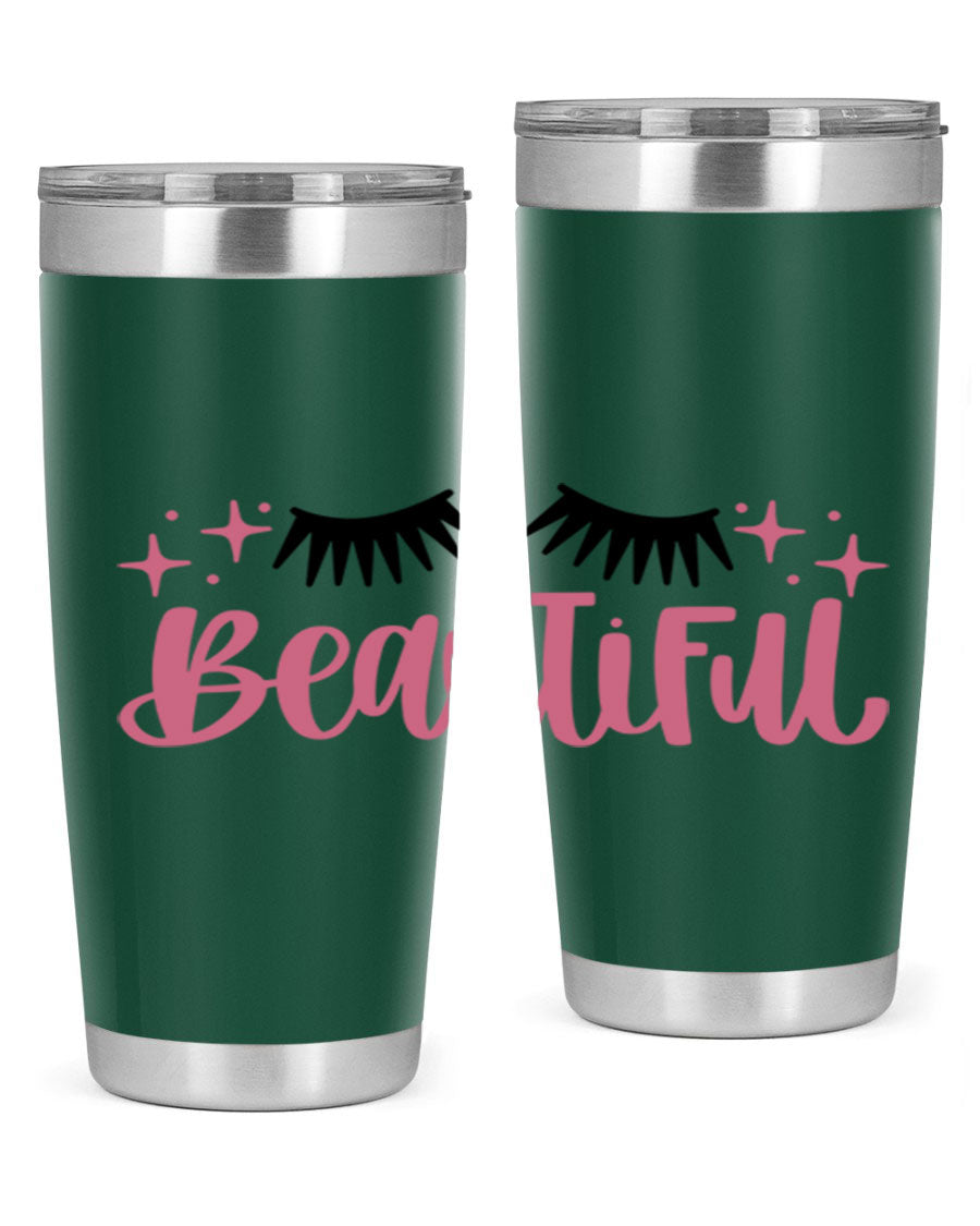 Beautiful Style 140# Tumbler in stainless steel with a sleek design, featuring a press-in lid and double wall vacuum insulation.