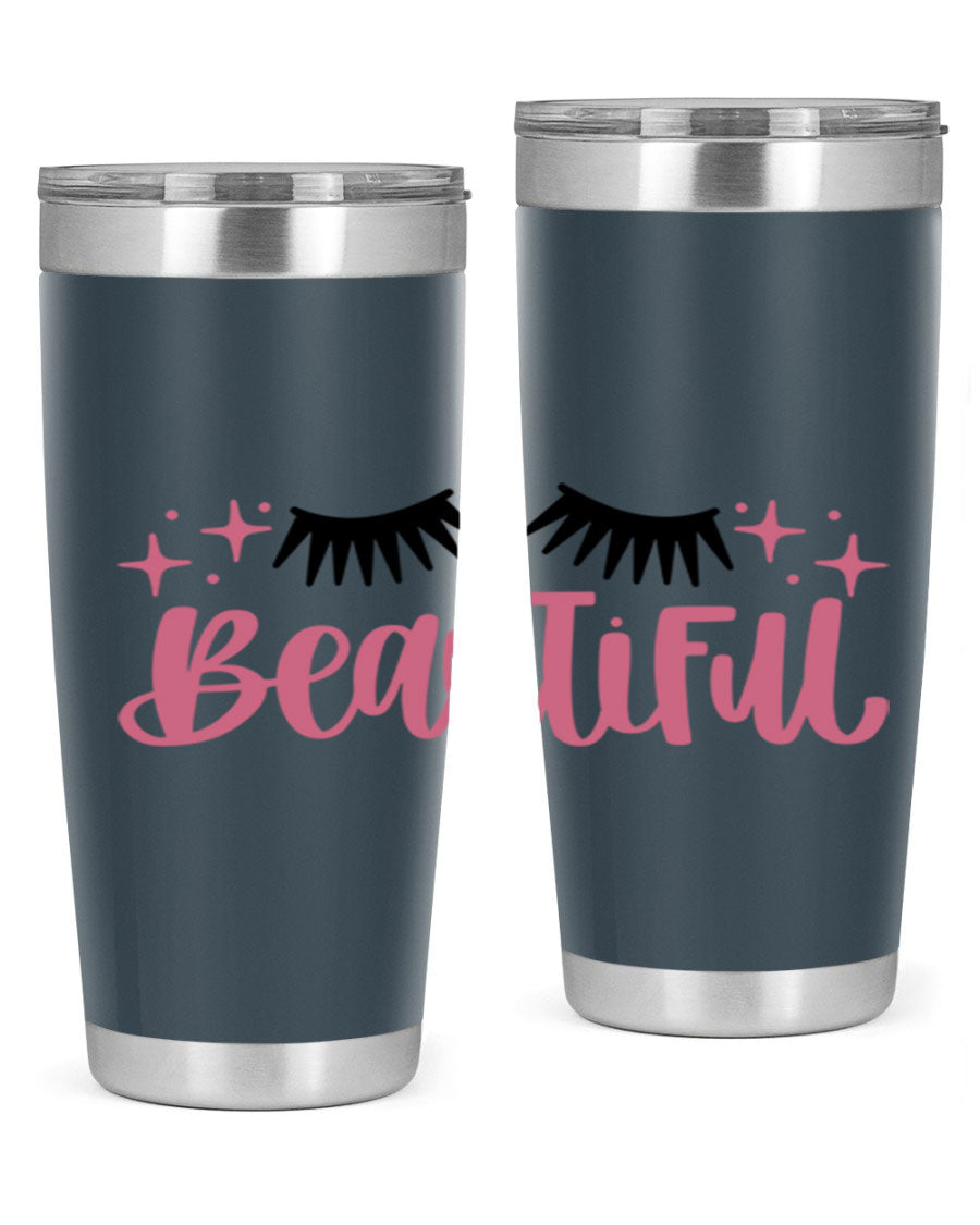 Beautiful Style 140# Tumbler in stainless steel with a sleek design, featuring a press-in lid and double wall vacuum insulation.