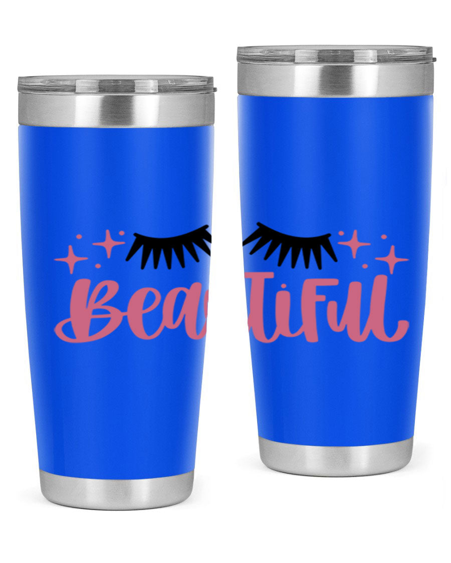 Beautiful Style 140# Tumbler in stainless steel with a sleek design, featuring a press-in lid and double wall vacuum insulation.
