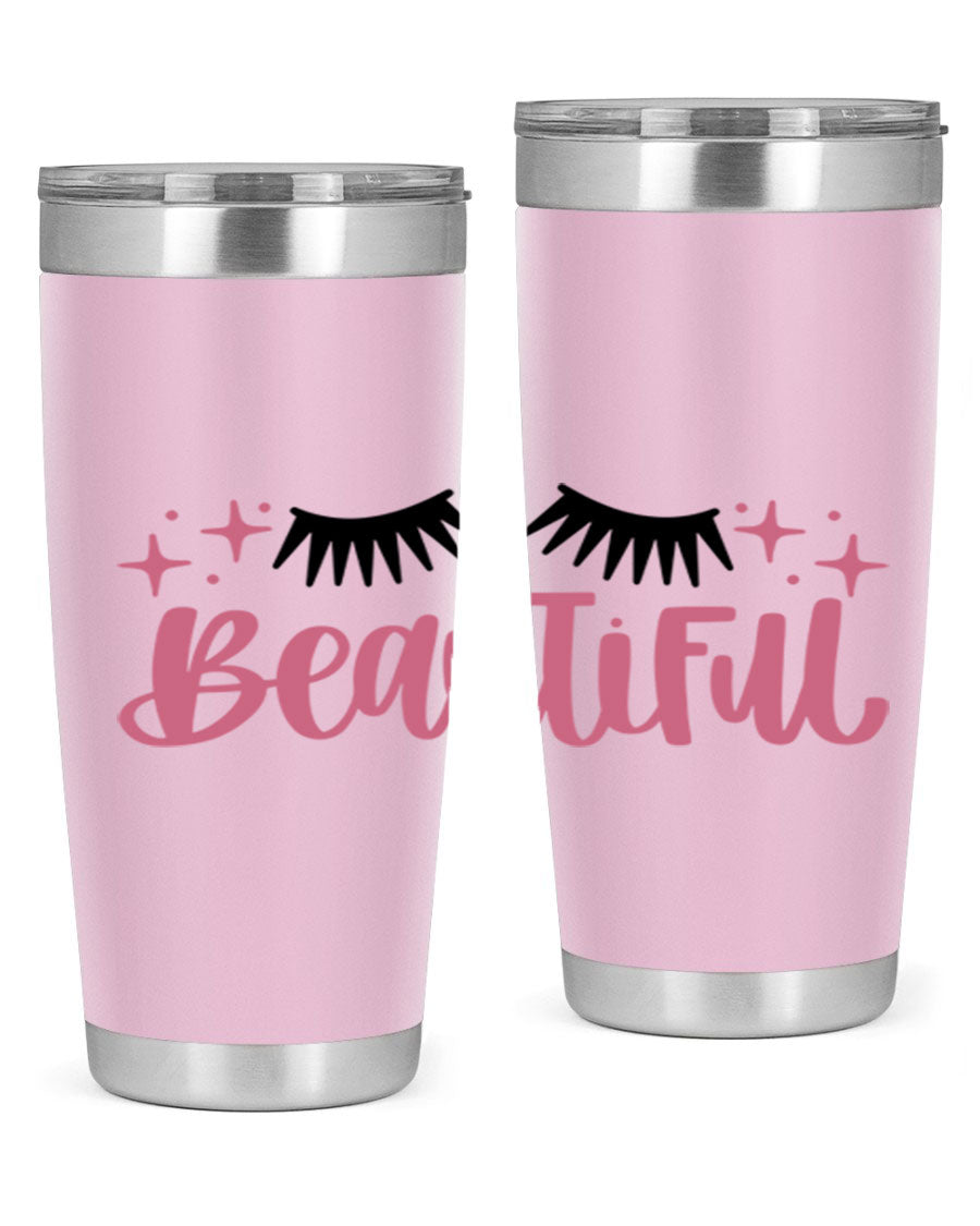 Beautiful Style 140# Tumbler in stainless steel with a sleek design, featuring a press-in lid and double wall vacuum insulation.