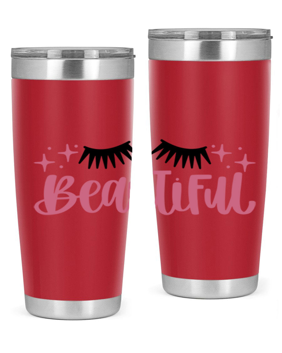 Beautiful Style 140# Tumbler in stainless steel with a sleek design, featuring a press-in lid and double wall vacuum insulation.