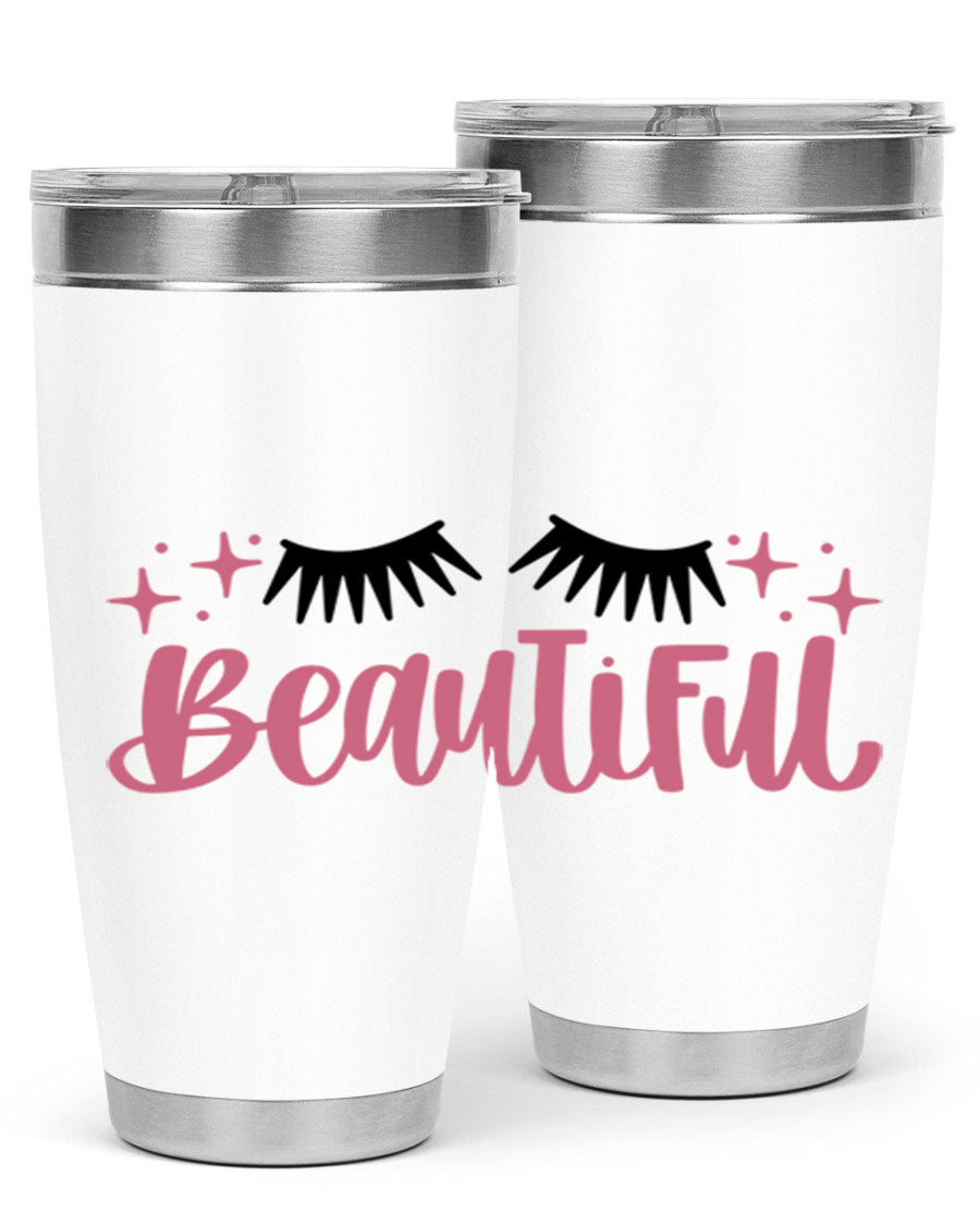 Beautiful Style 140# Tumbler in stainless steel with a sleek design, featuring a press-in lid and double wall vacuum insulation.