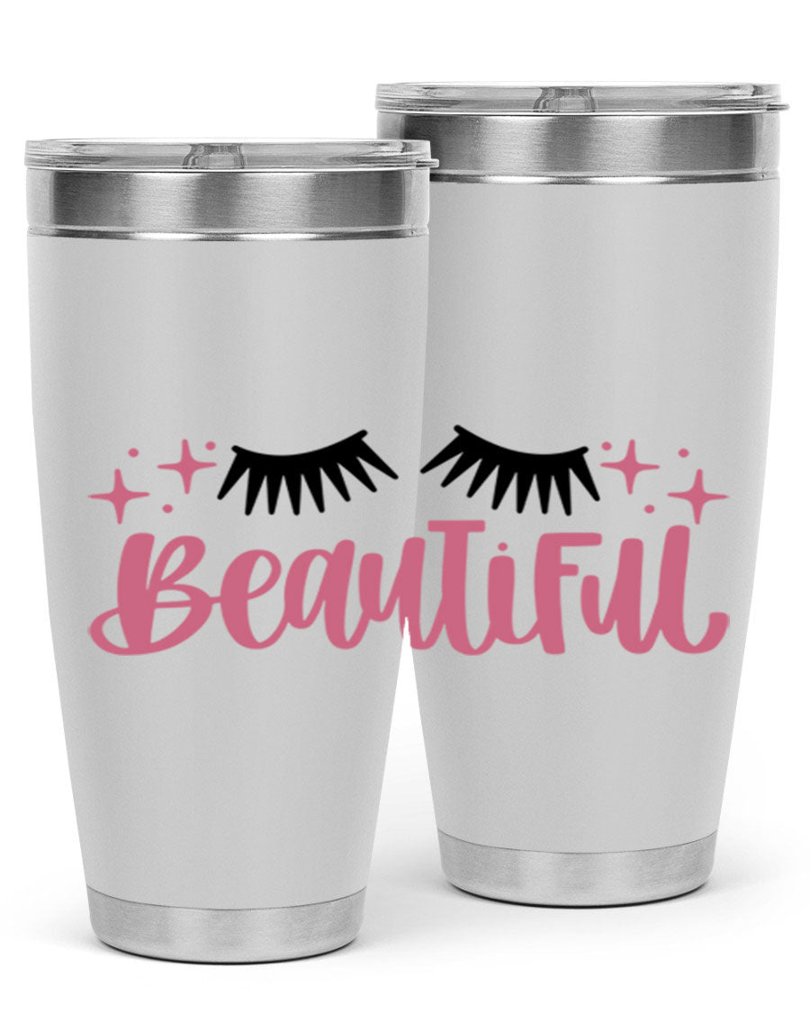 Beautiful Style 140# Tumbler in stainless steel with a sleek design, featuring a press-in lid and double wall vacuum insulation.