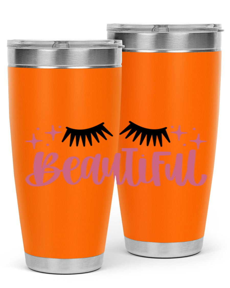 Beautiful Style 140# Tumbler in stainless steel with a sleek design, featuring a press-in lid and double wall vacuum insulation.