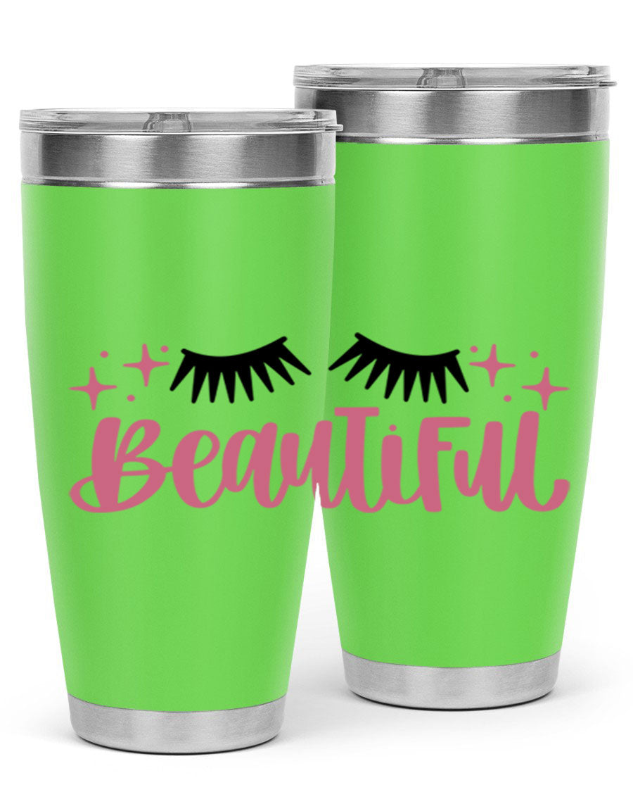 Beautiful Style 140# Tumbler in stainless steel with a sleek design, featuring a press-in lid and double wall vacuum insulation.