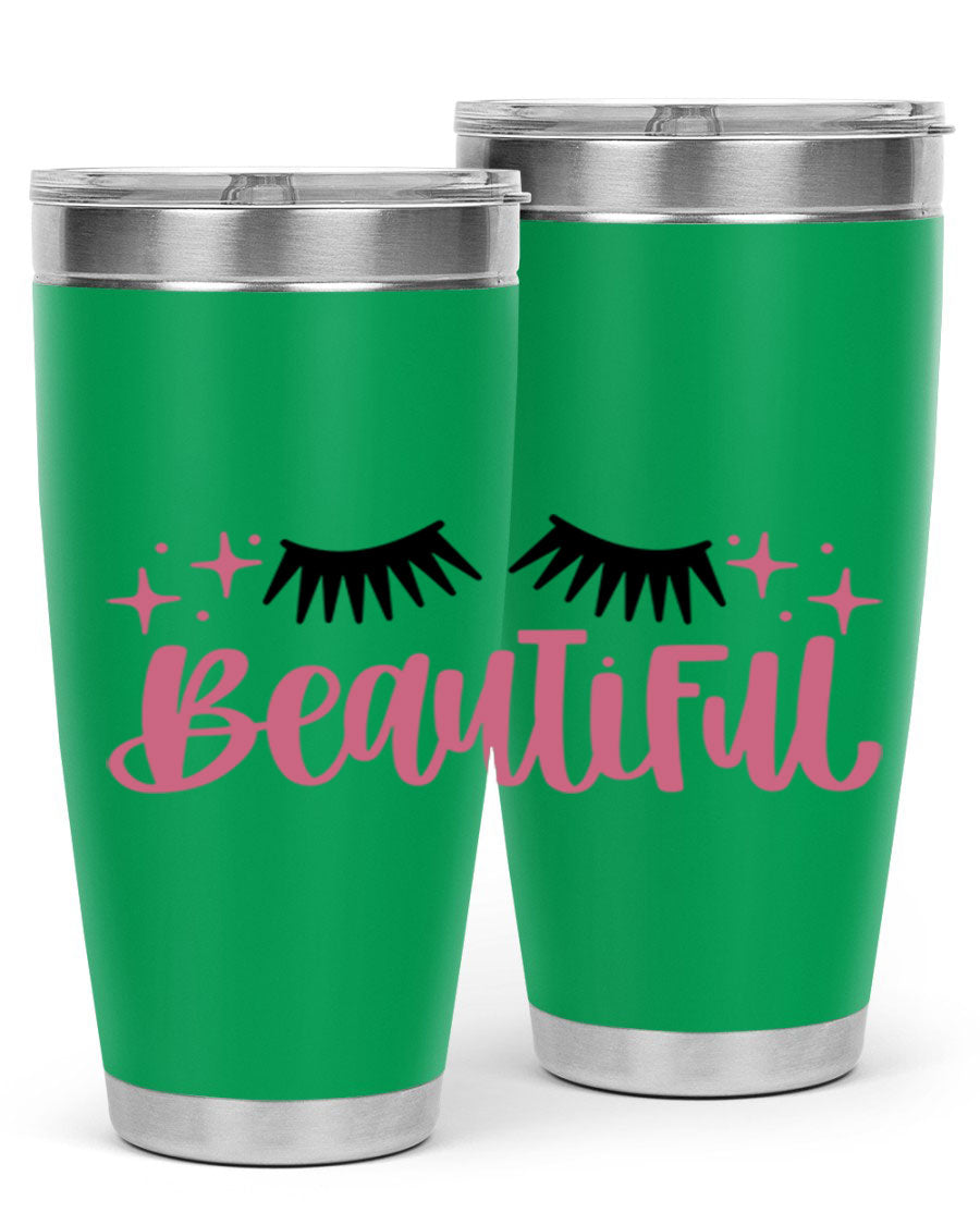 Beautiful Style 140# Tumbler in stainless steel with a sleek design, featuring a press-in lid and double wall vacuum insulation.