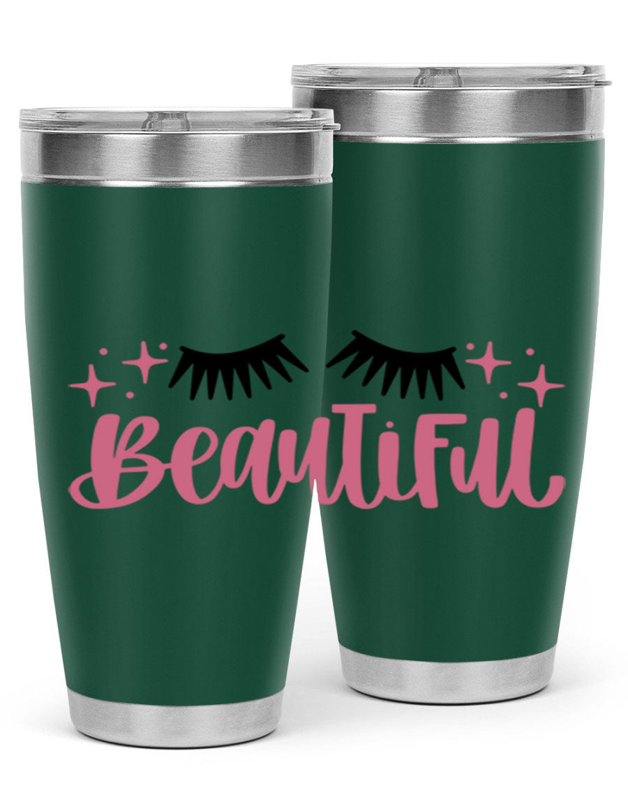 Beautiful Style 140# Tumbler in stainless steel with a sleek design, featuring a press-in lid and double wall vacuum insulation.