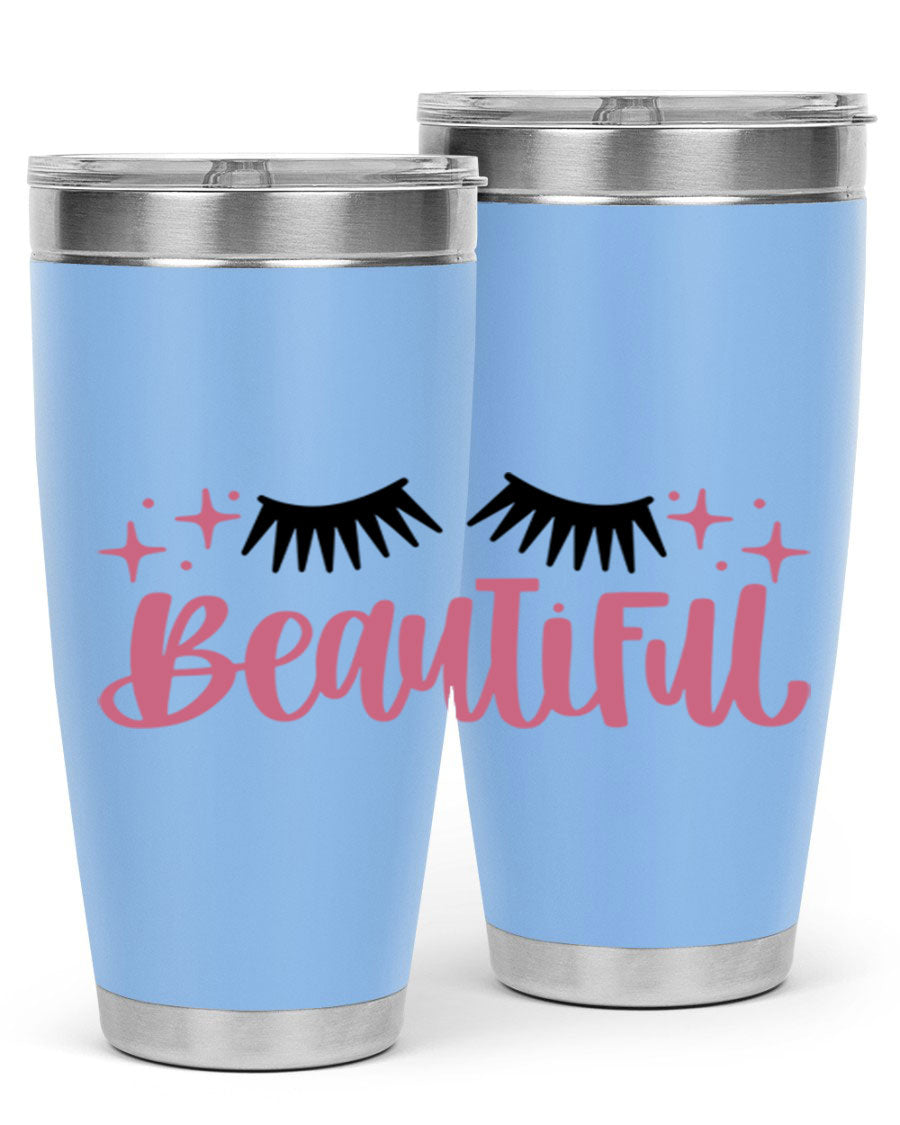 Beautiful Style 140# Tumbler in stainless steel with a sleek design, featuring a press-in lid and double wall vacuum insulation.