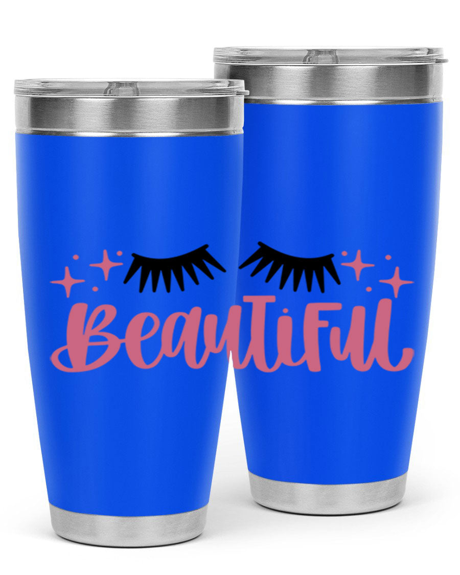 Beautiful Style 140# Tumbler in stainless steel with a sleek design, featuring a press-in lid and double wall vacuum insulation.