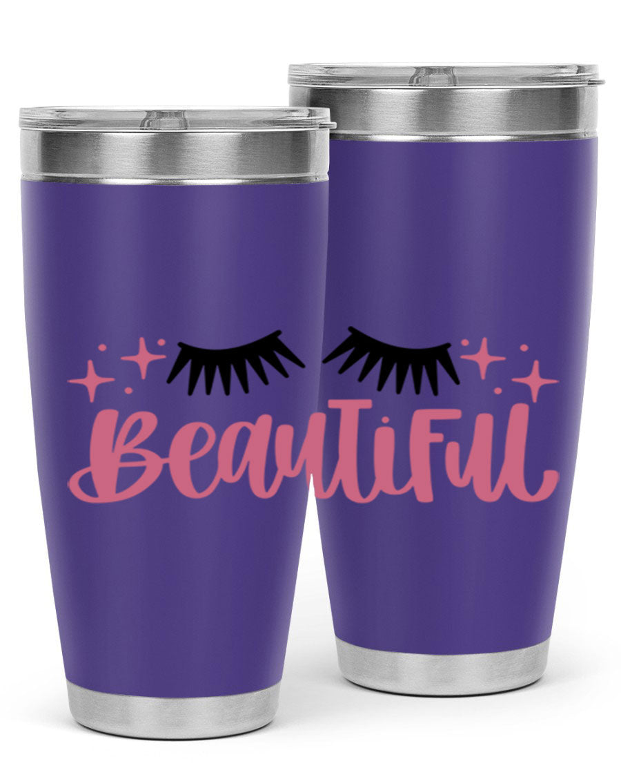 Beautiful Style 140# Tumbler in stainless steel with a sleek design, featuring a press-in lid and double wall vacuum insulation.