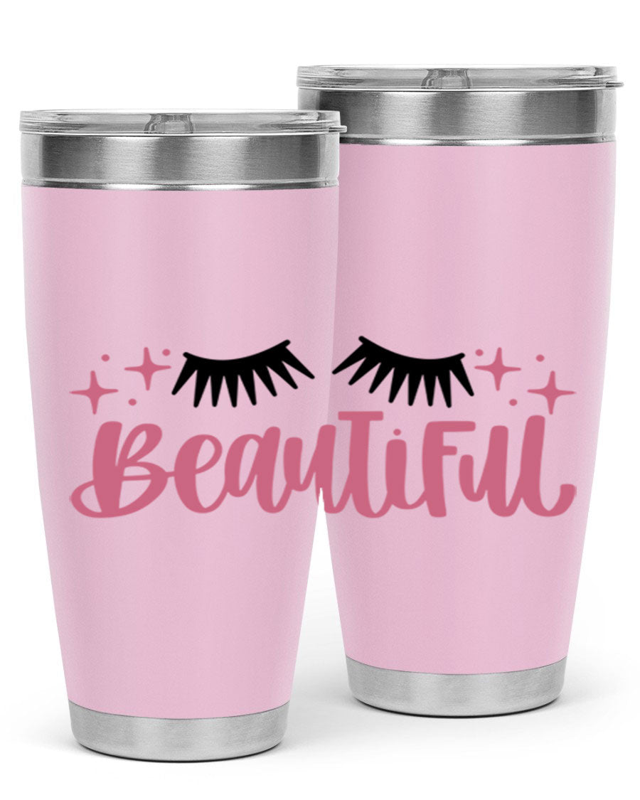 Beautiful Style 140# Tumbler in stainless steel with a sleek design, featuring a press-in lid and double wall vacuum insulation.