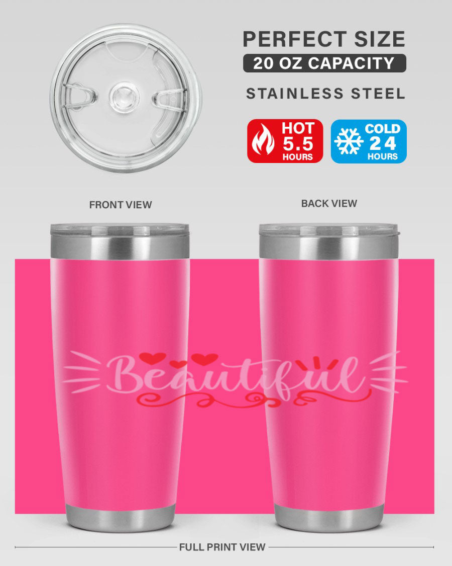 Beautiful Style 163# Tumbler showcasing its sleek stainless steel design and drink-thru lid, perfect for hot and cold beverages.