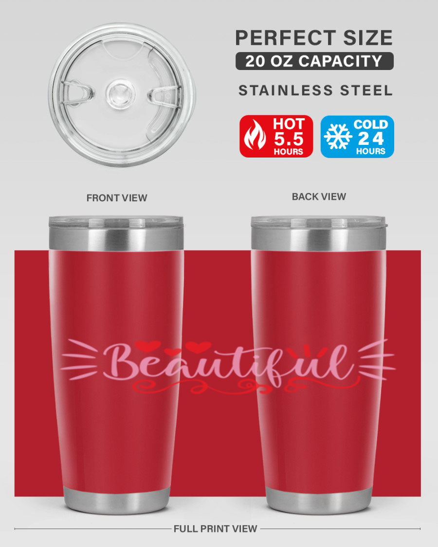 Beautiful Style 163# Tumbler showcasing its sleek stainless steel design and drink-thru lid, perfect for hot and cold beverages.
