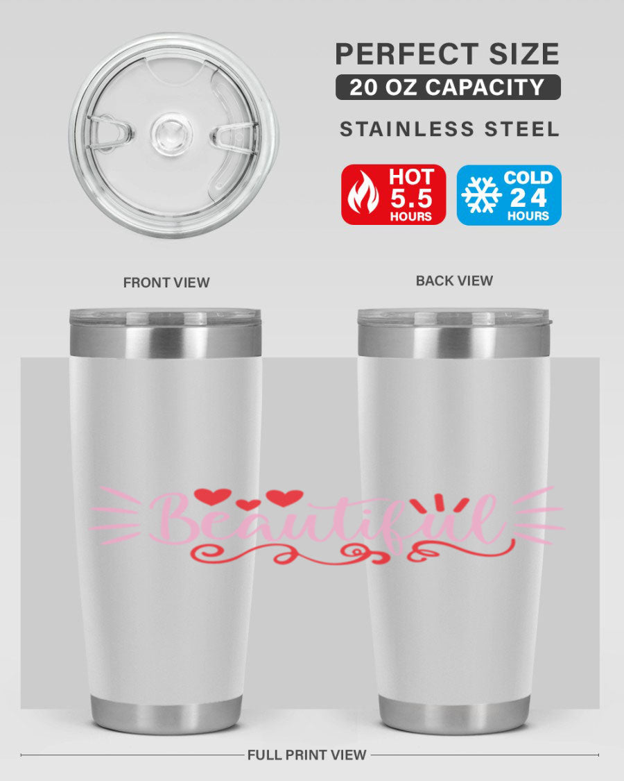 Beautiful Style 163# Tumbler showcasing its sleek stainless steel design and drink-thru lid, perfect for hot and cold beverages.