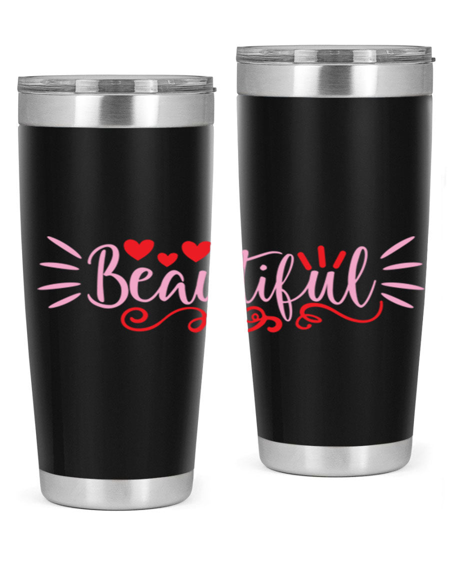Beautiful Style 163# Tumbler showcasing its sleek stainless steel design and drink-thru lid, perfect for hot and cold beverages.