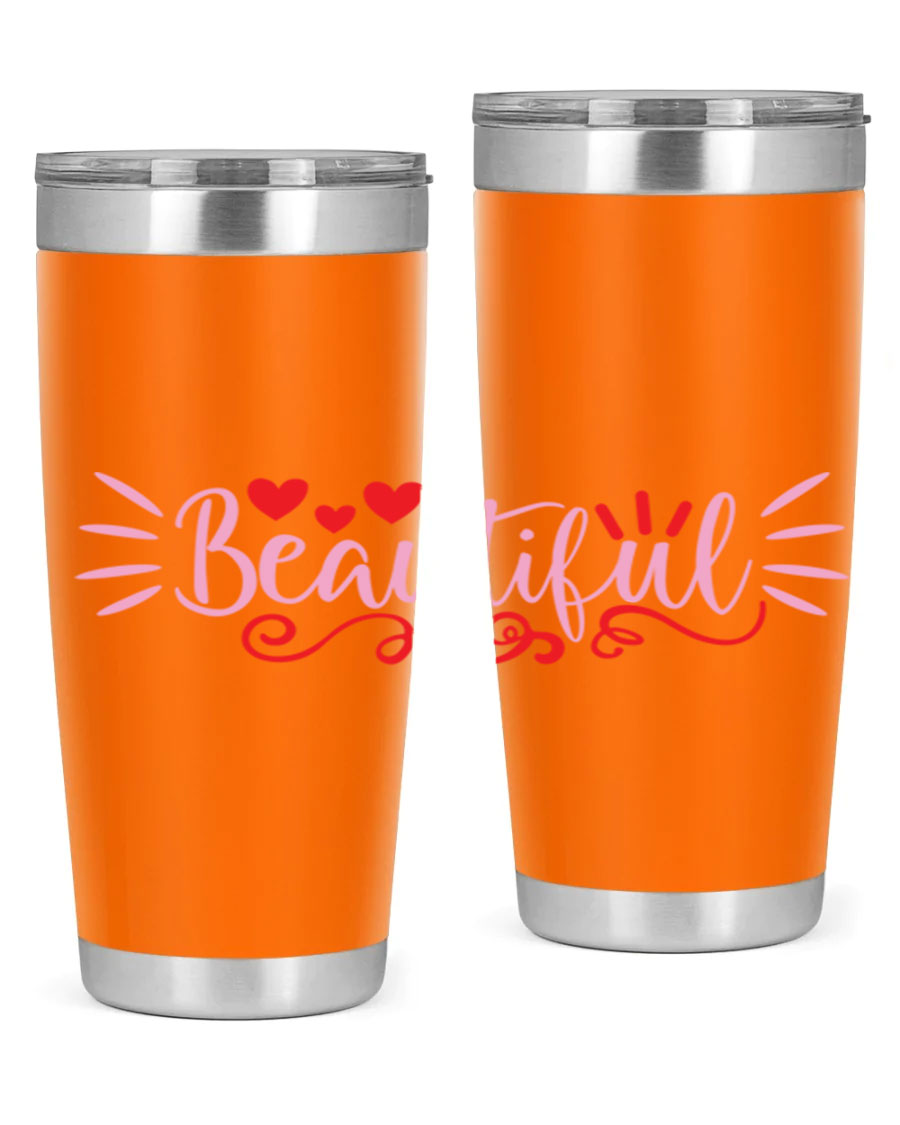 Beautiful Style 163# Tumbler showcasing its sleek stainless steel design and drink-thru lid, perfect for hot and cold beverages.