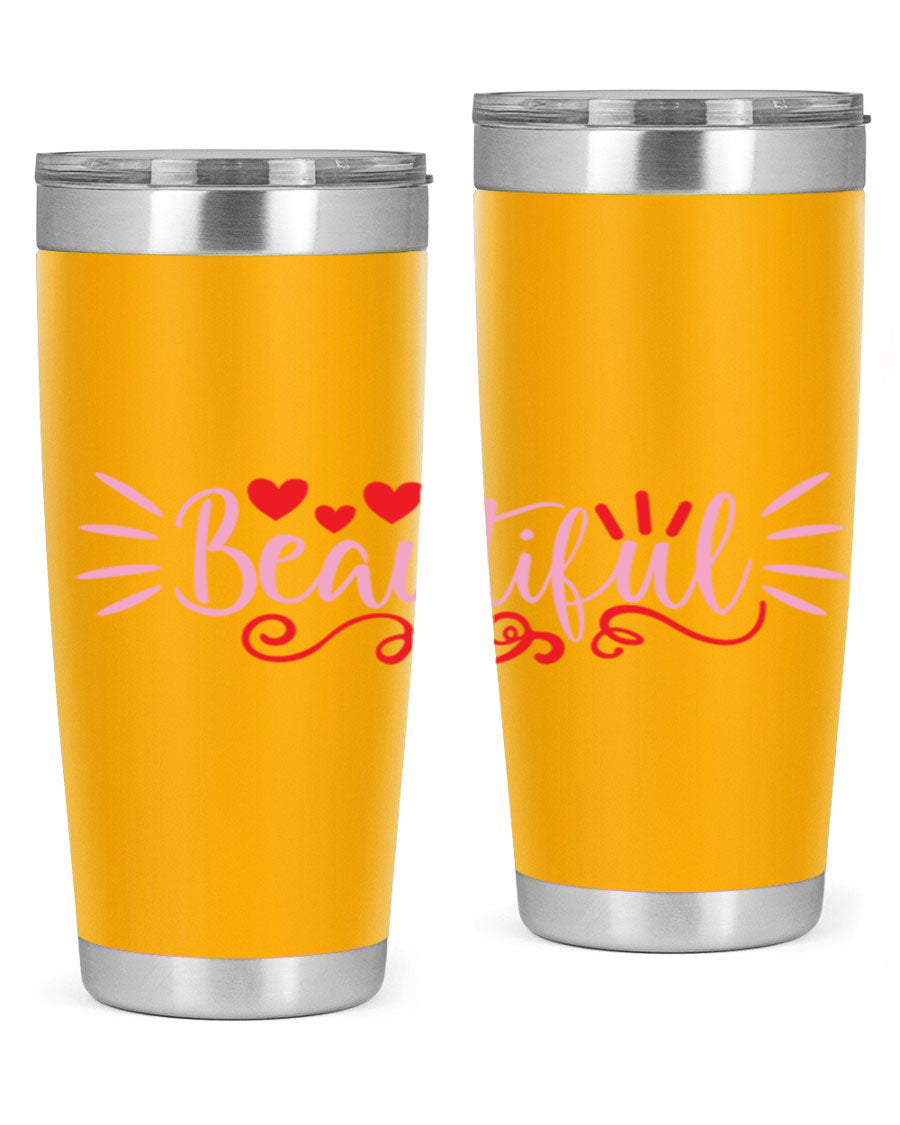 Beautiful Style 163# Tumbler showcasing its sleek stainless steel design and drink-thru lid, perfect for hot and cold beverages.
