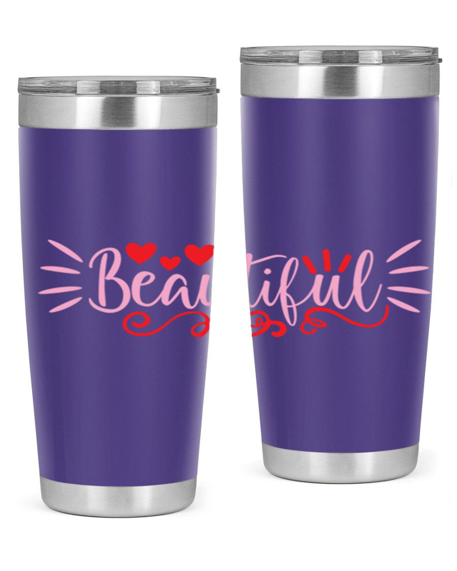 Beautiful Style 163# Tumbler showcasing its sleek stainless steel design and drink-thru lid, perfect for hot and cold beverages.