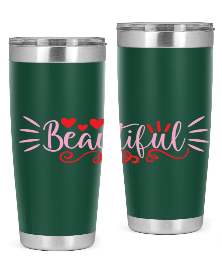 Beautiful Style 163# Tumbler showcasing its sleek stainless steel design and drink-thru lid, perfect for hot and cold beverages.
