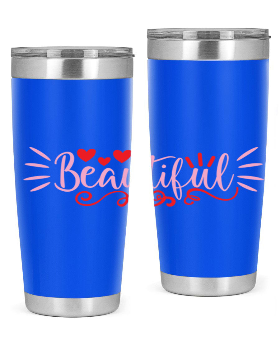Beautiful Style 163# Tumbler showcasing its sleek stainless steel design and drink-thru lid, perfect for hot and cold beverages.