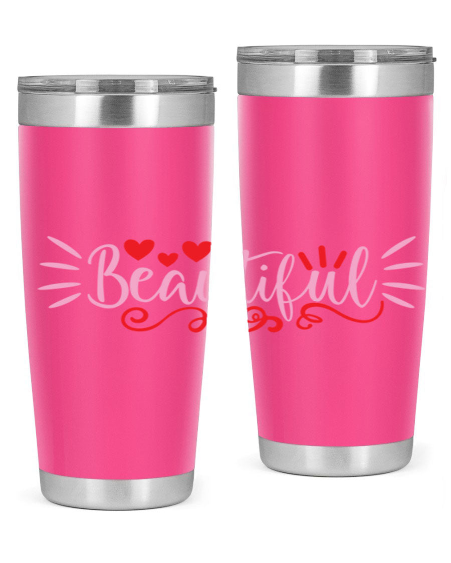 Beautiful Style 163# Tumbler showcasing its sleek stainless steel design and drink-thru lid, perfect for hot and cold beverages.