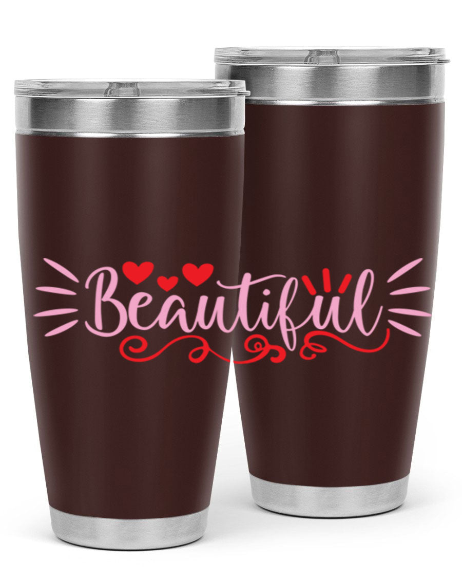 Beautiful Style 163# Tumbler showcasing its sleek stainless steel design and drink-thru lid, perfect for hot and cold beverages.