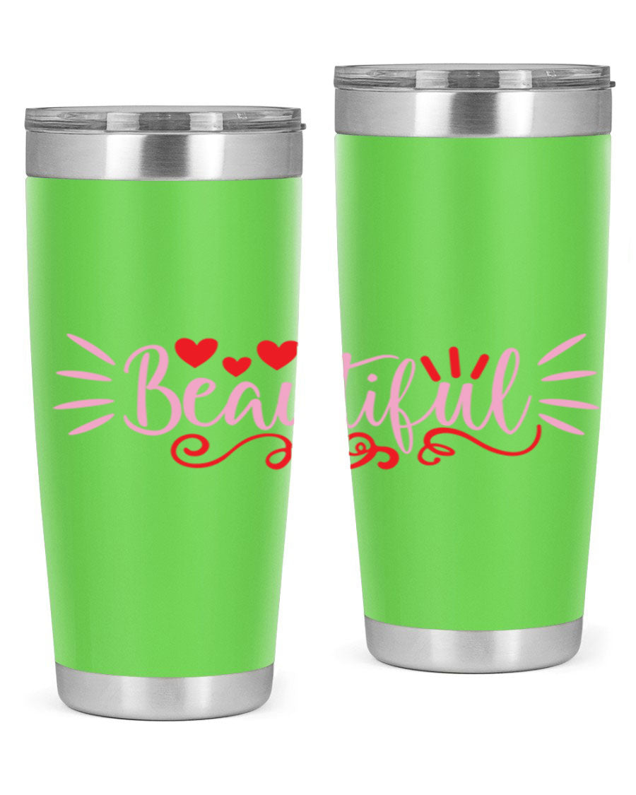 Beautiful Style 163# Tumbler showcasing its sleek stainless steel design and drink-thru lid, perfect for hot and cold beverages.