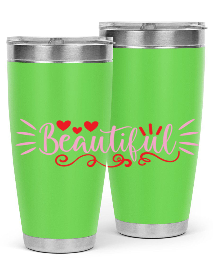 Beautiful Style 163# Tumbler showcasing its sleek stainless steel design and drink-thru lid, perfect for hot and cold beverages.