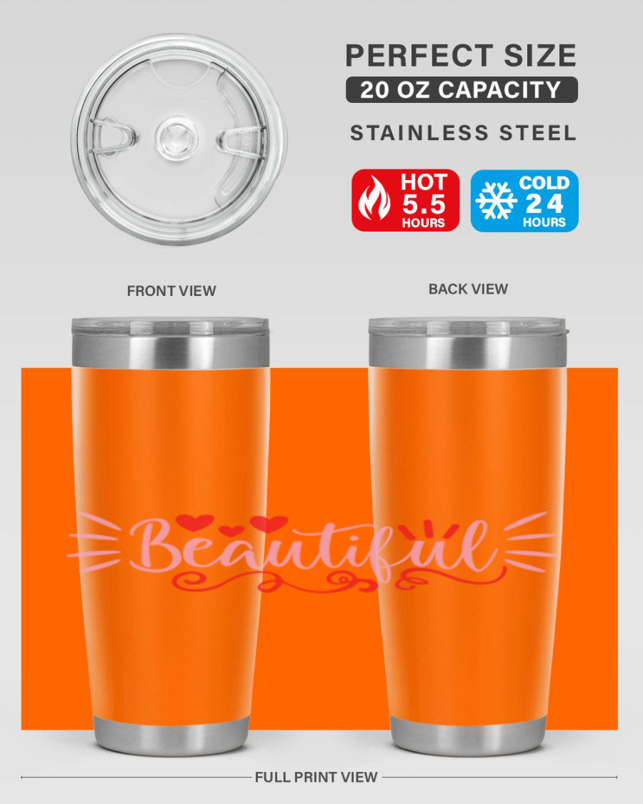 Beautiful Style 163# Tumbler showcasing its sleek stainless steel design and drink-thru lid, perfect for hot and cold beverages.